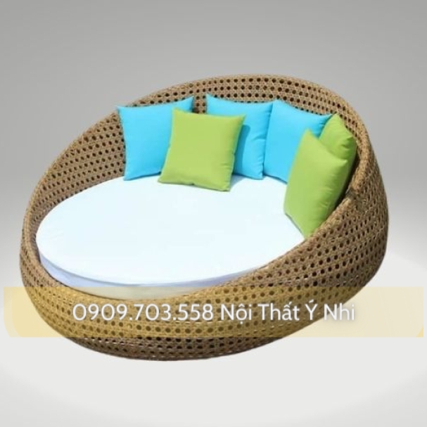 Giường Nằm Thư Giãn Ngoài Trời Nhựa Giả Mây