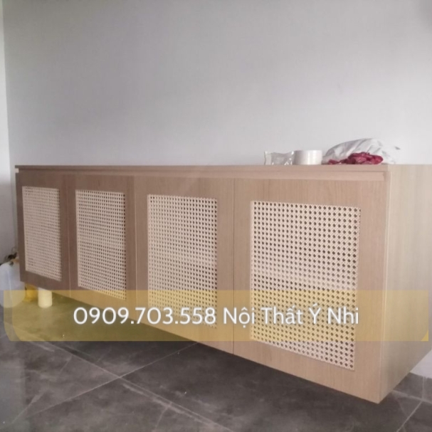 Kệ tivi gỗ đan mây 