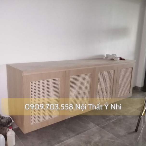 Kệ tivi gỗ đan mây 