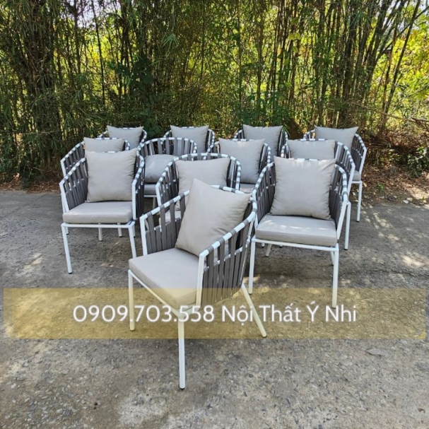 Lô ghế khung sắt đan sợi dây dù