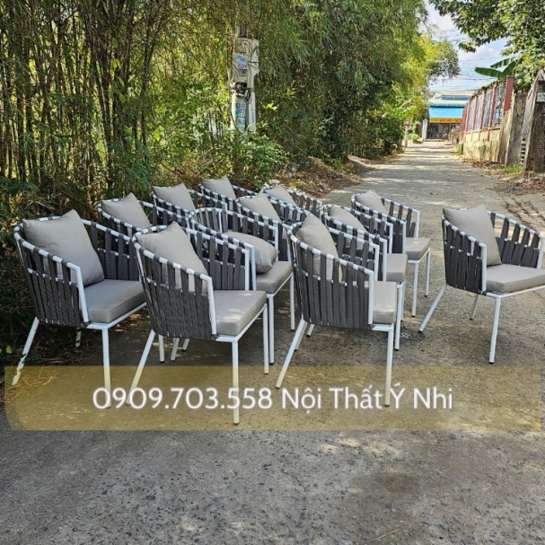 Lô ghế khung sắt đan sợi dây dù