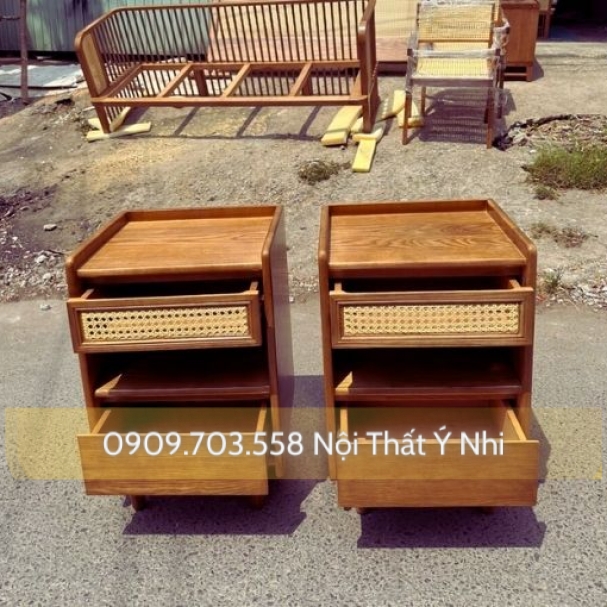 Tab Đầu Giường Gỗ Mây
